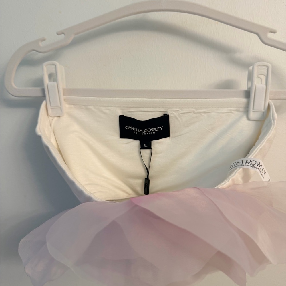 NWT $295 Cynthia Rowley Pink and White Floral Strapless Blouse Runs Small - Picture 7 of 8